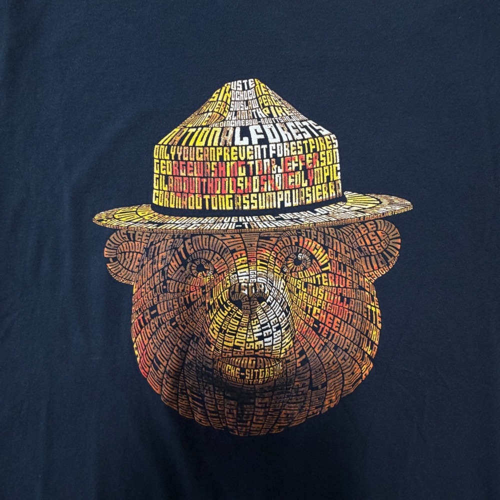 Smokey the Bear Wild Tribute T-shirt Mens Large Midnight Navy Short Sleeve
